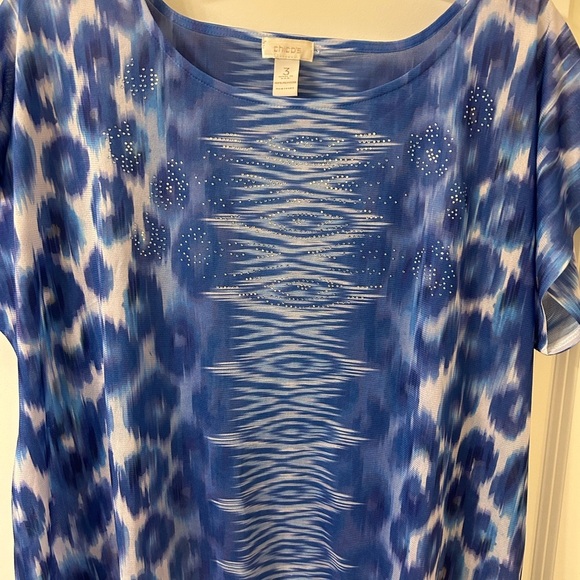 Chico's Vibrant Blue Pattern Blouse - Picture 3 of 4